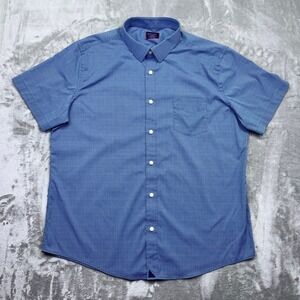 UNTUCKIT XX-Large Blue Dotted Slim Fit Short‎ Sleeve Button Down Shirt